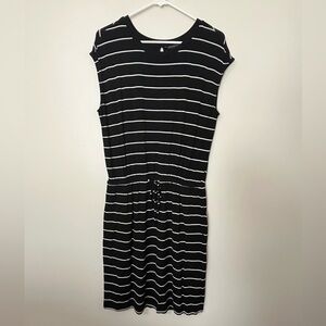 Banana Republic Black and White Striped Dress with Pockets